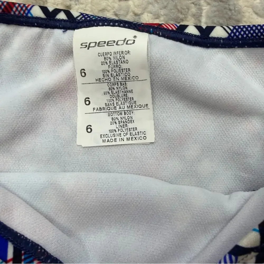 NWT Y2K Speedo Girls 2 piece bikini plaid size 6